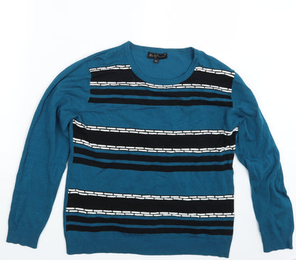 Mindflower Mens Multicoloured Striped  Pullover Sweatshirt Size M