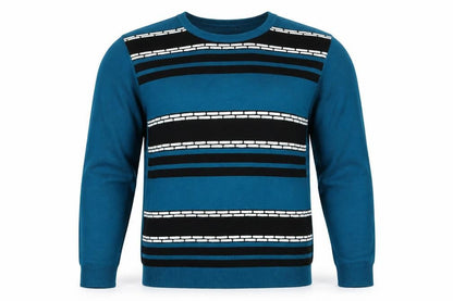 Mindflower Mens Multicoloured Striped  Pullover Sweatshirt Size M