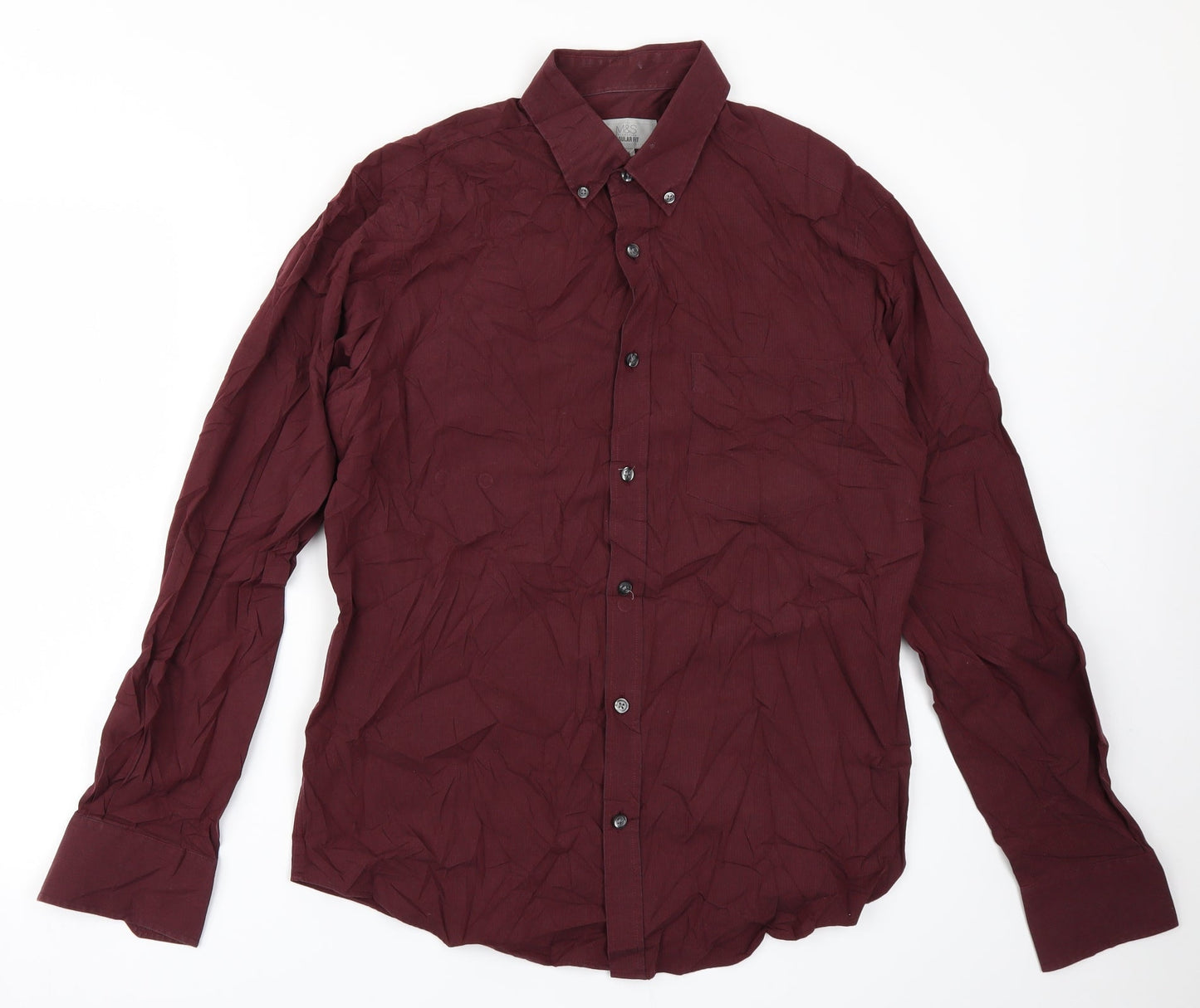Mens UK Collar Size S M&S Smart Purple  Dress Shirt