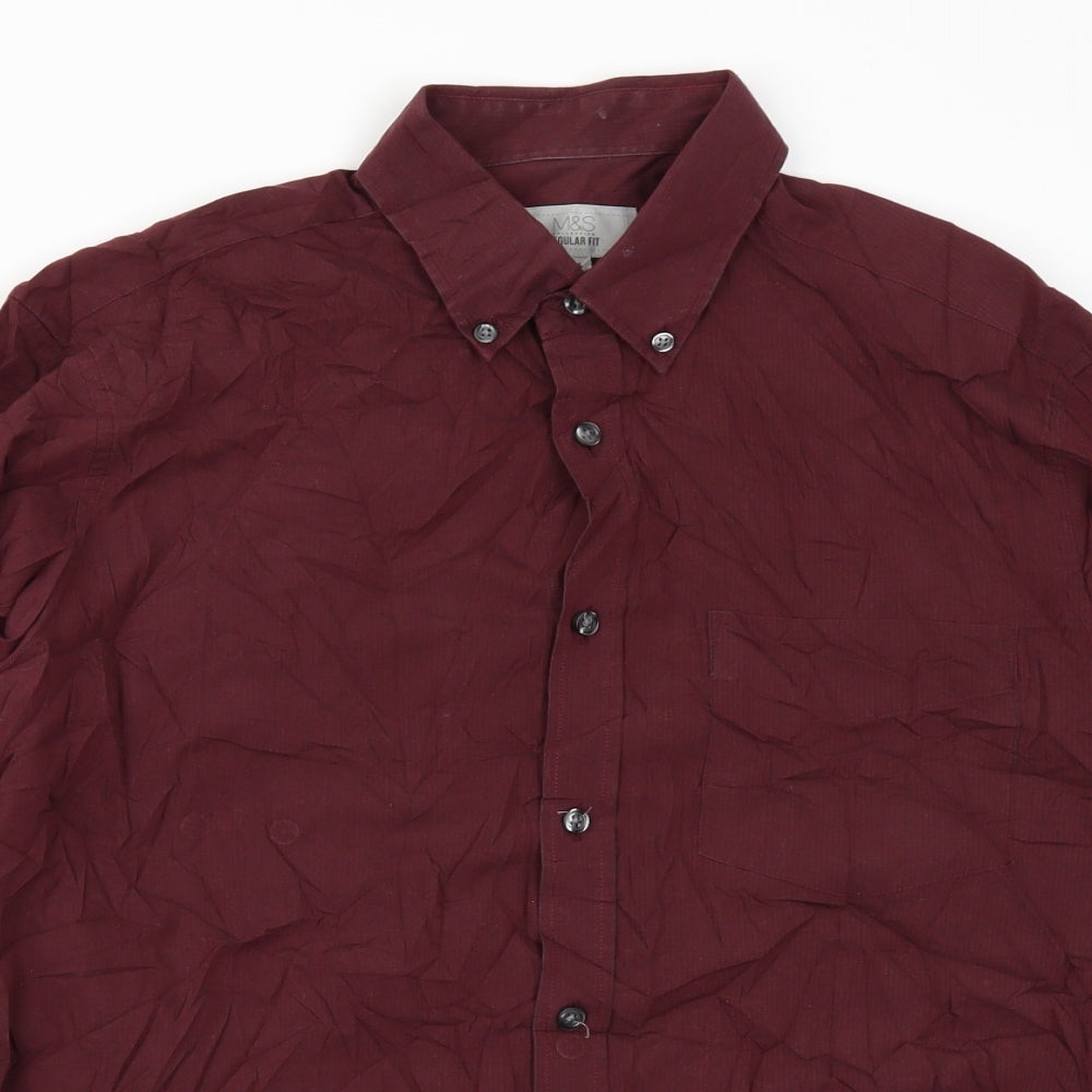 Mens UK Collar Size S M&S Smart Purple  Dress Shirt