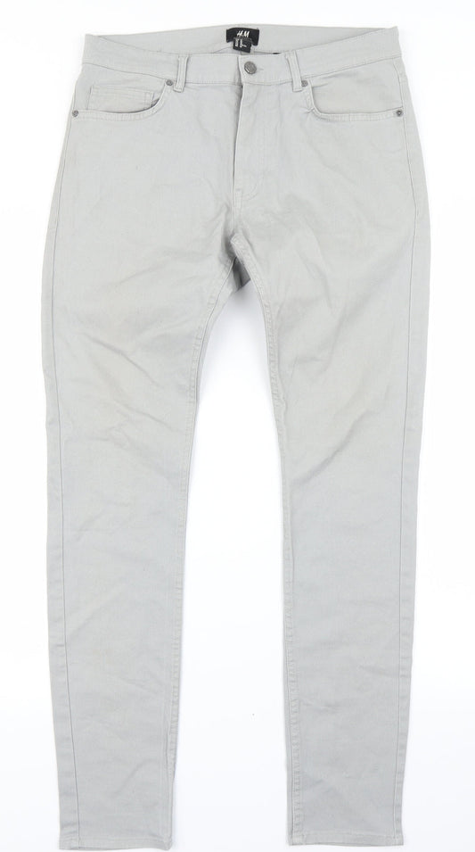 Womens UK Size 32 in H&M Regular Fit Skinny Grey Jeans
