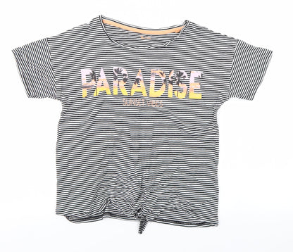 TU Girls Black Striped  Cropped T-Shirt Size 14 Years