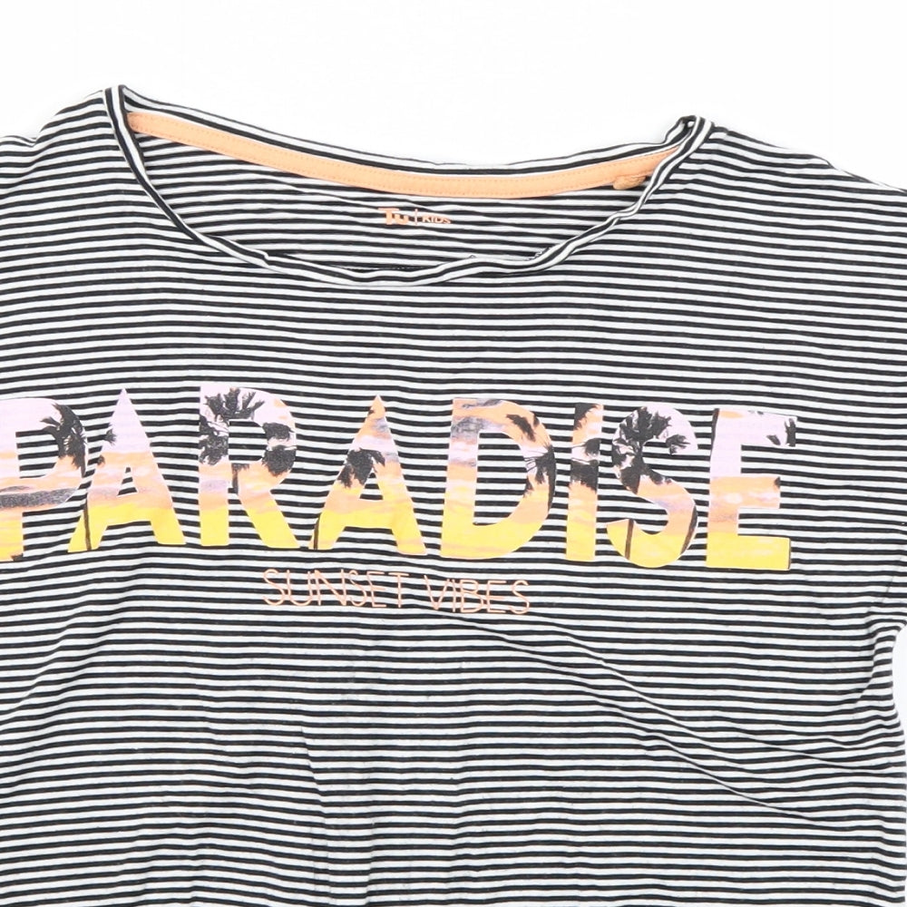 TU Girls Black Striped  Cropped T-Shirt Size 14 Years