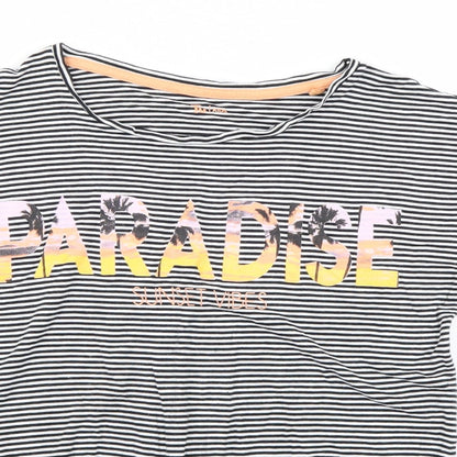 TU Girls Black Striped  Cropped T-Shirt Size 14 Years