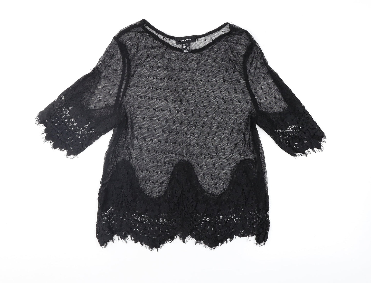 Womens UK Size 8 New Look Black Basic Blouse