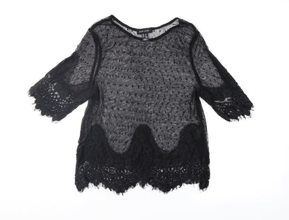 Womens UK Size 8 New Look Black Basic Blouse
