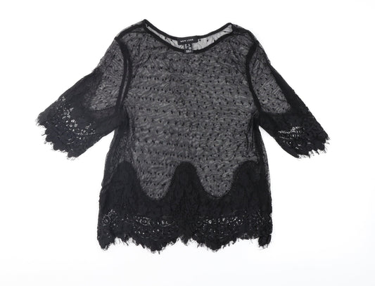 Womens UK Size 8 New Look Black Basic Blouse