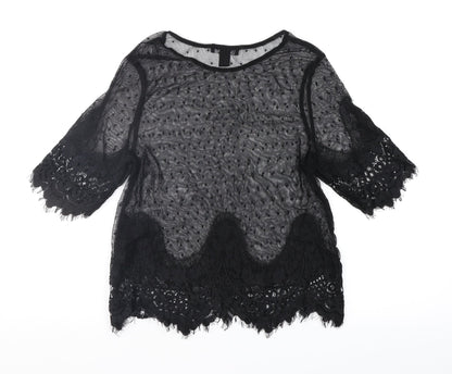Womens UK Size 8 New Look Black Basic Blouse