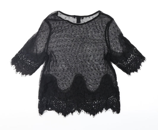 Womens UK Size 8 New Look Black Basic Blouse