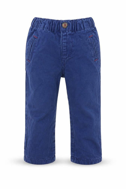 Front view of Mini Club Baby Blue Cargo Trousers, size 9-12, Months