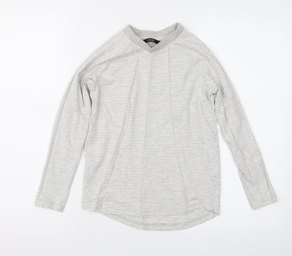 George Girls Grey Striped  Basic T-Shirt Size 9-10 Years