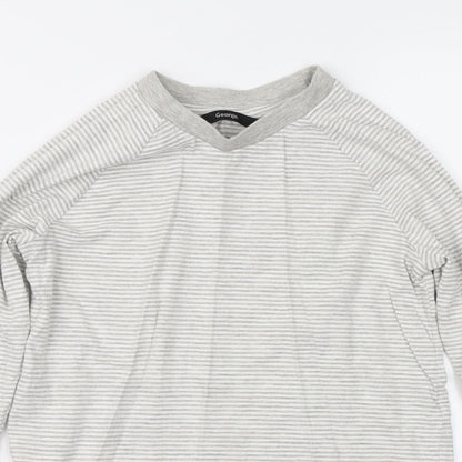 George Girls Grey Striped  Basic T-Shirt Size 9-10 Years