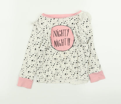 Asda George Girls White Solid  Top Pyjama Top Size 2-3 Years