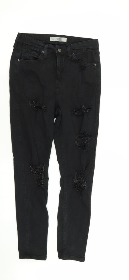 Topshop Womens Black   Skinny Jeans Size 28 in L30 in - RIPPED JEANS
