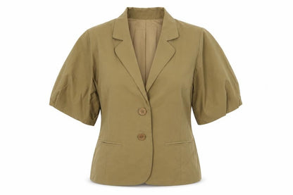 Front view of Betty Jackson women’s beige jacket blazer, size UK 12