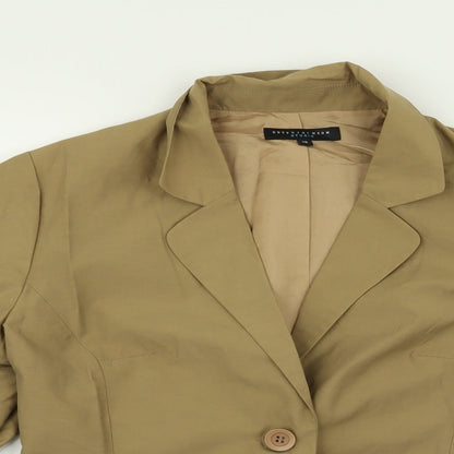 Close-up detail of Betty Jackson women’s beige jacket blazer, size UK 12