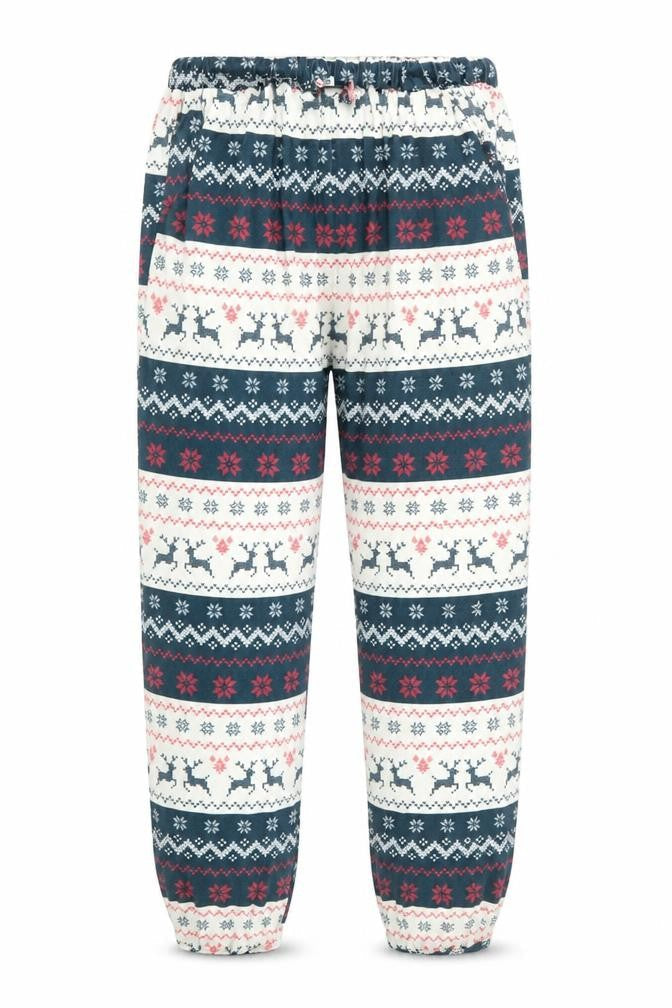 Front view of in the style women’s multicoloured geometric babydoll pyjama pants, size UK 10