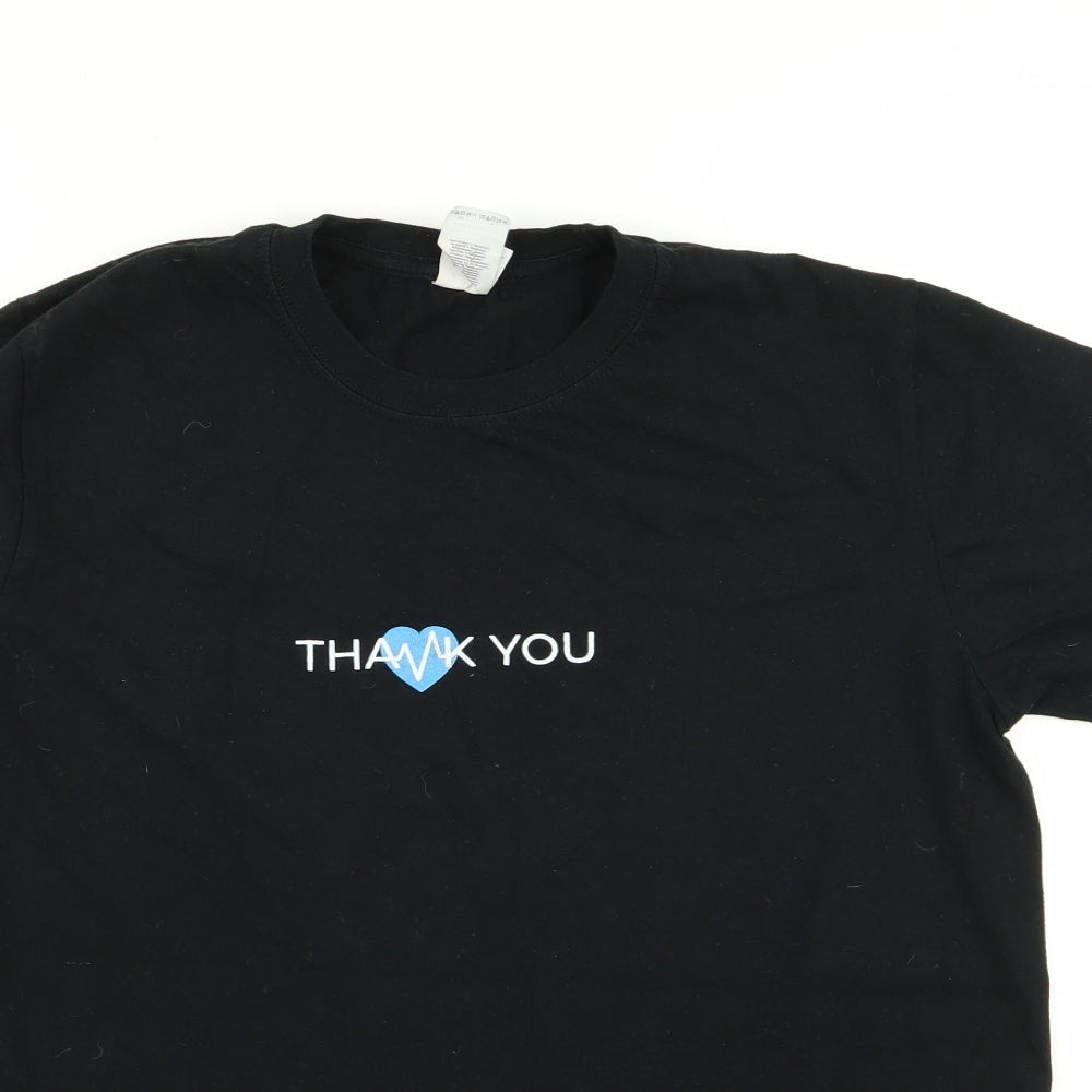 Womens UK Size M Gildan Black Basic T-Shirt