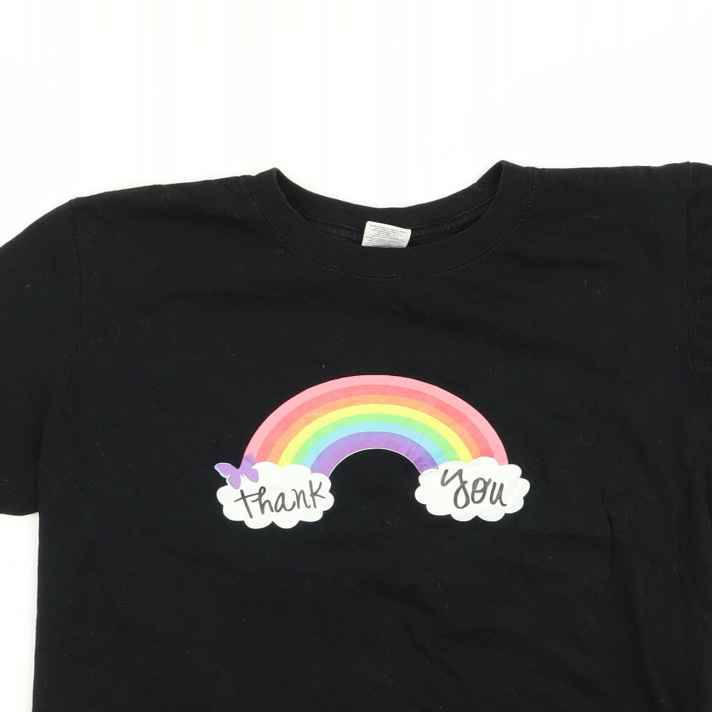 Womens UK Size M Gildan Black Basic T-Shirt
