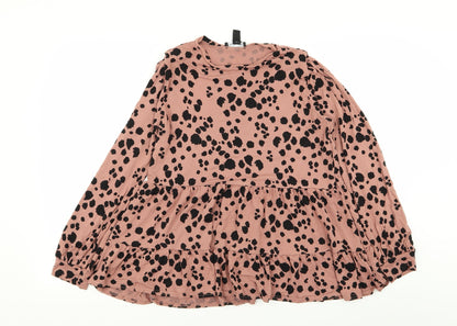 New Look Womens Pink Animal Print  Basic Blouse Size 12