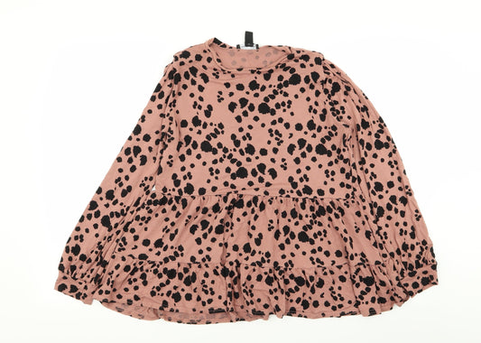 New Look Womens Pink Animal Print  Basic Blouse Size 12