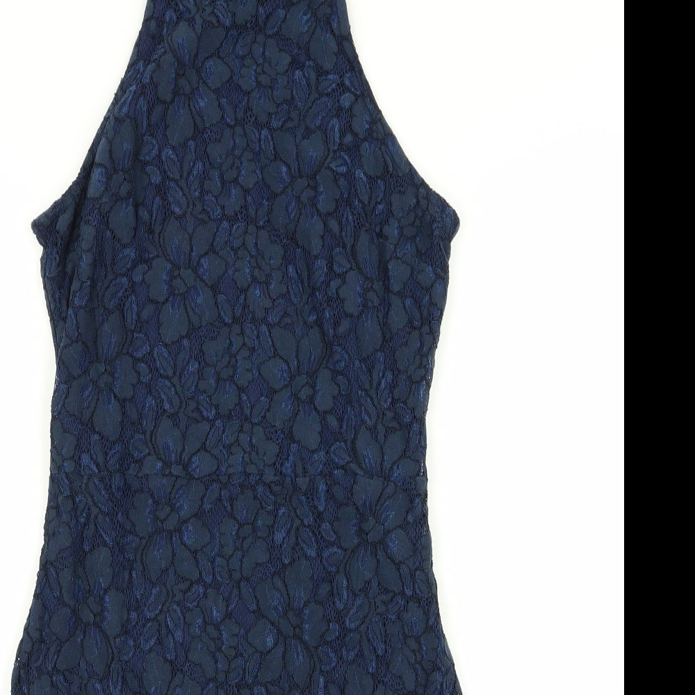 Missguided Womens Blue Floral  A-Line  Size 8