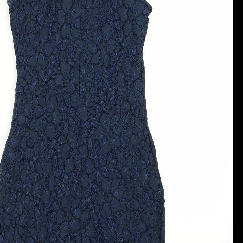 Missguided Womens Blue Floral  A-Line  Size 8