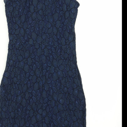 Missguided Womens Blue Floral  A-Line  Size 8
