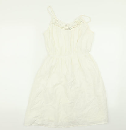 Only Womens White Geometric  Fit & Flare  Size 6