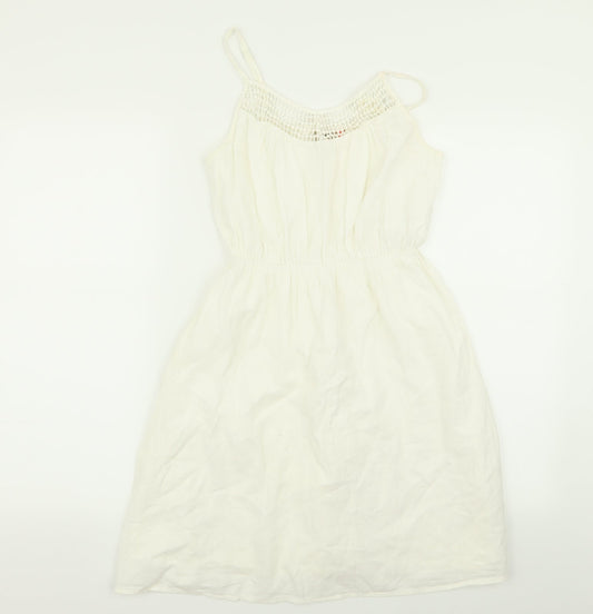 Only Womens White Geometric  Fit & Flare  Size 6