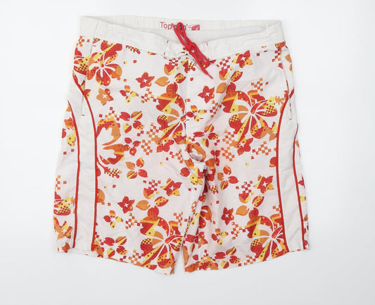 Topman Mens Red Floral  Sweat Shorts Size M - Stretch waistband