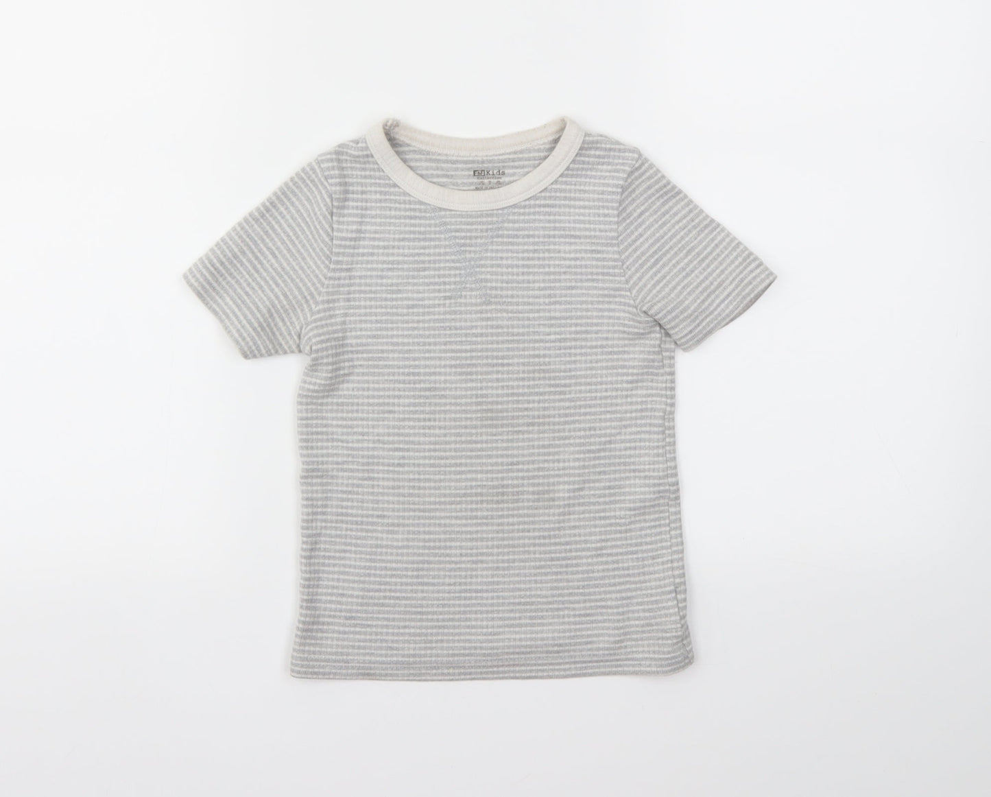 F&F Boys Grey Striped  Basic T-Shirt Size 5-6 Years