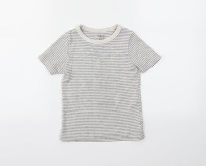 F&F Boys Grey Striped  Basic T-Shirt Size 5-6 Years