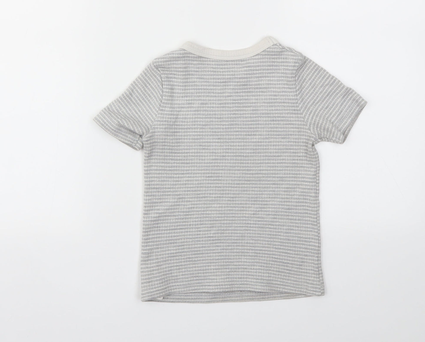 F&F Boys Grey Striped  Basic T-Shirt Size 5-6 Years