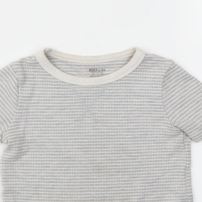 F&F Boys Grey Striped  Basic T-Shirt Size 5-6 Years