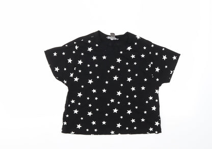 Additional front view of Primark girls’ black argyle/diamond basic t-shirt size 2xs