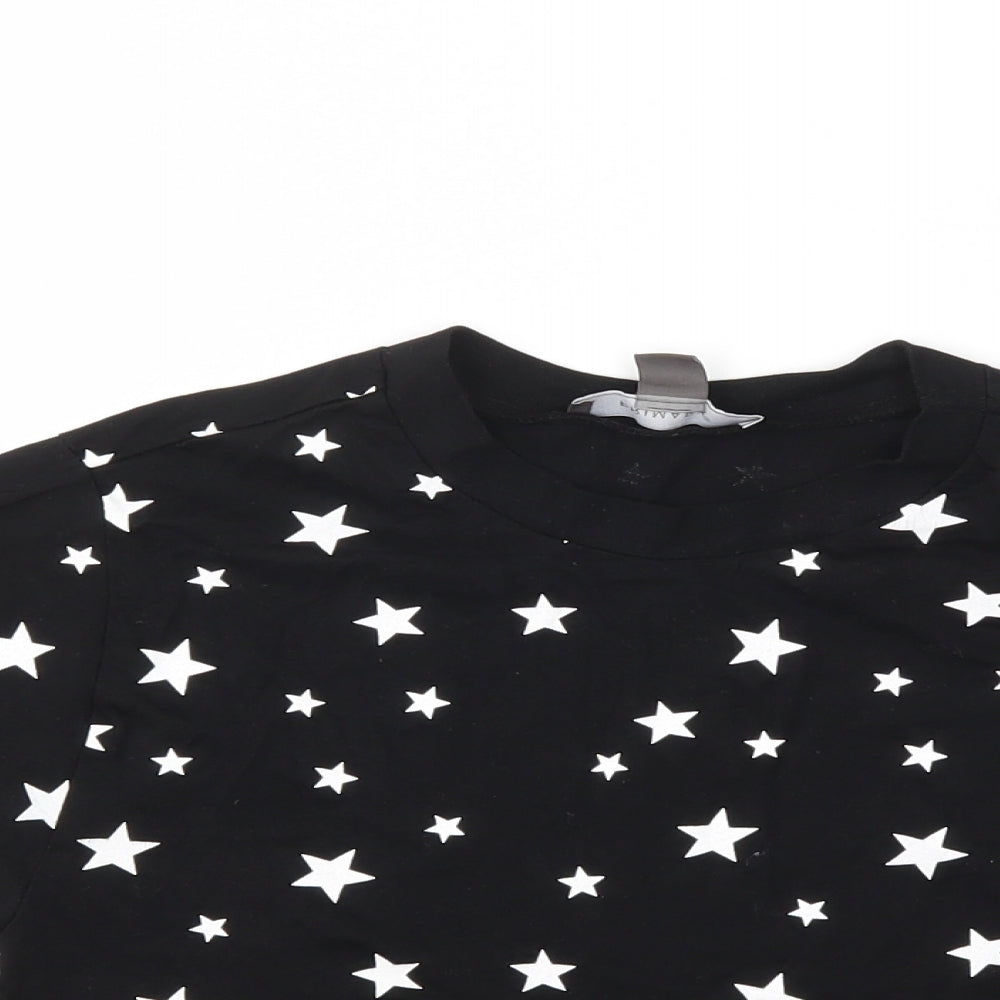 Close-up detail of Primark girls’ black argyle/diamond basic t-shirt size 2xs