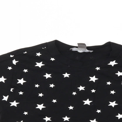 Close-up detail of Primark girls’ black argyle/diamond basic t-shirt size 2xs