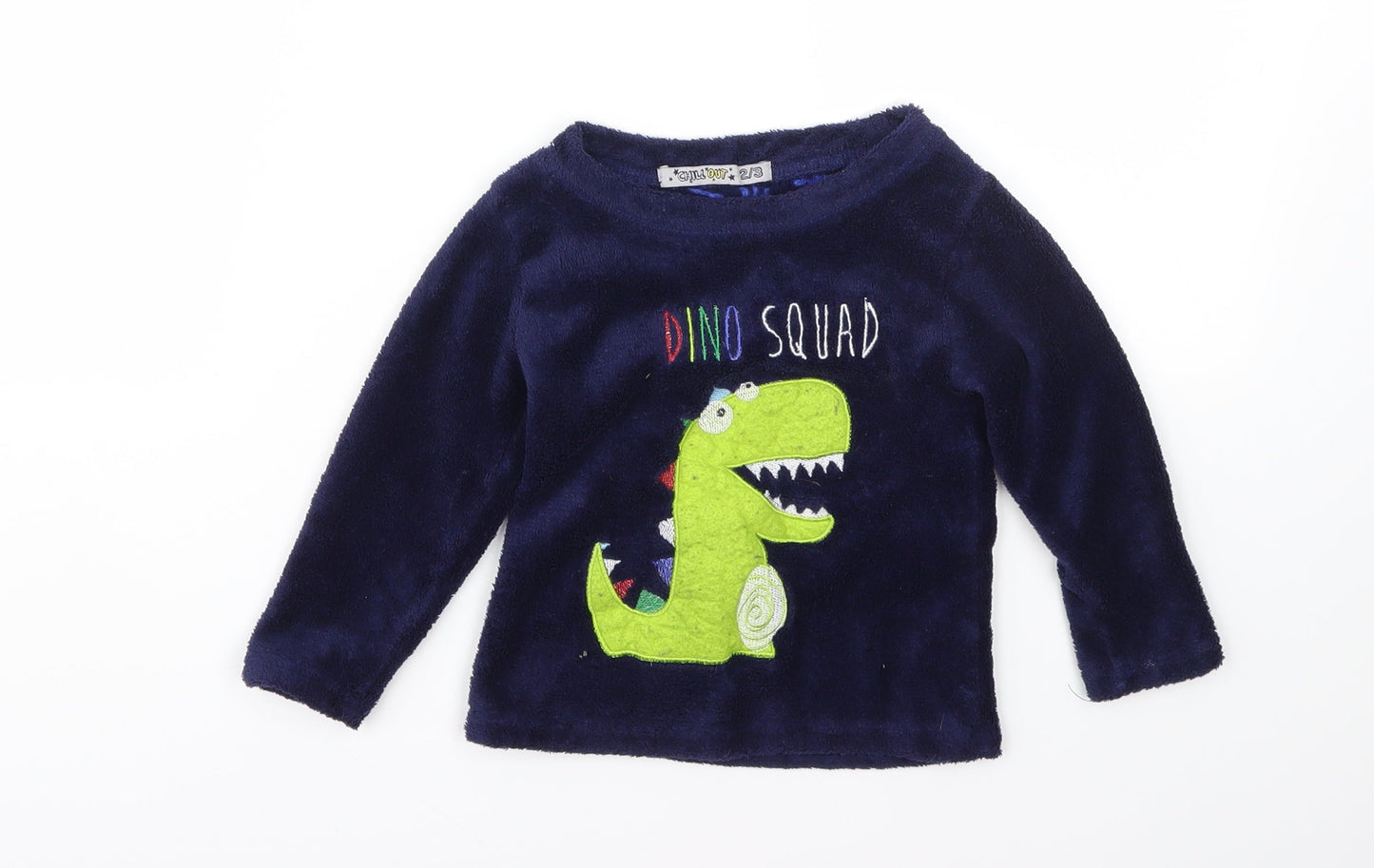 Chill Out Girls Blue Animal Print  Basic T-Shirt Size 2-3 Years