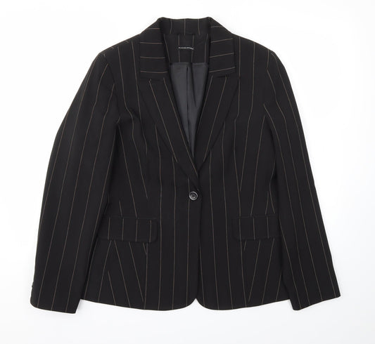 St Bernard Womens Black Striped  Jacket Blazer Size 16