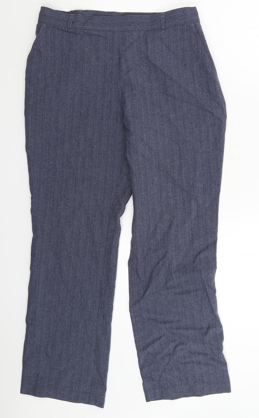 Womens UK Size 12 Marks and Spencer Slim Fit Dress Pants Blue Trousers