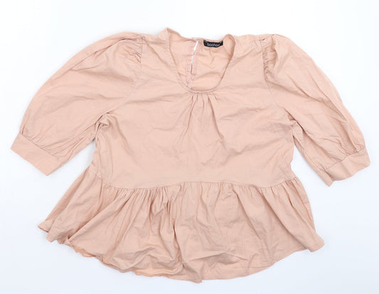 Boohoo Womens Beige   Basic Blouse Size 12