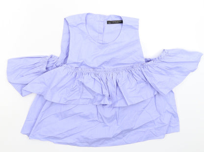 Womens UK Size S Zara Blue Basic Button-Up