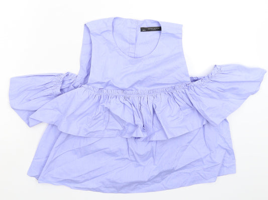 Womens UK Size S Zara Blue Basic Button-Up