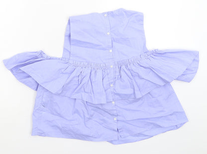 Womens UK Size S Zara Blue Basic Button-Up