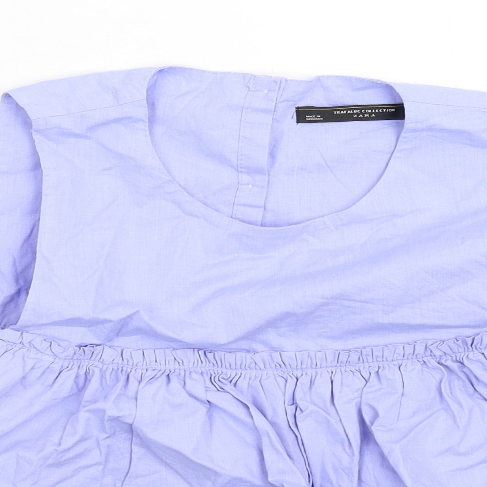 Womens UK Size S Zara Blue Basic Button-Up