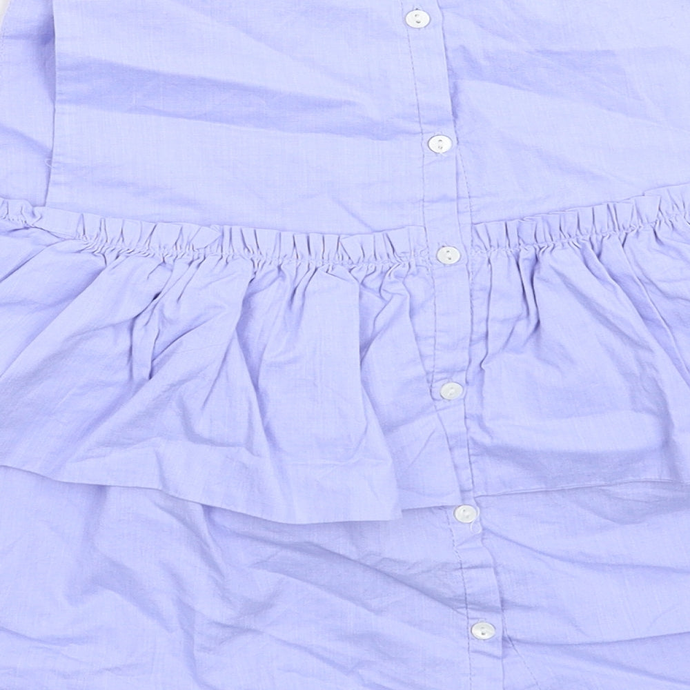 Womens UK Size S Zara Blue Basic Button-Up