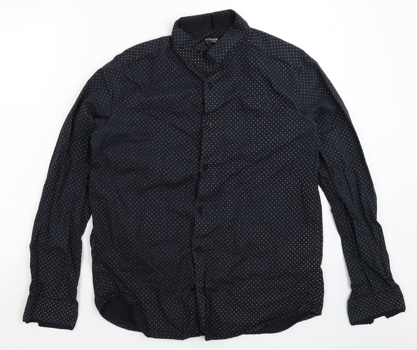 Mens UK Size L Outrage Black  Button-Up Long Sleeve Casual Shirt
