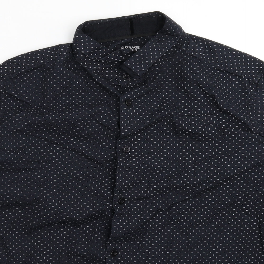 Mens UK Size L Outrage Black  Button-Up Long Sleeve Casual Shirt