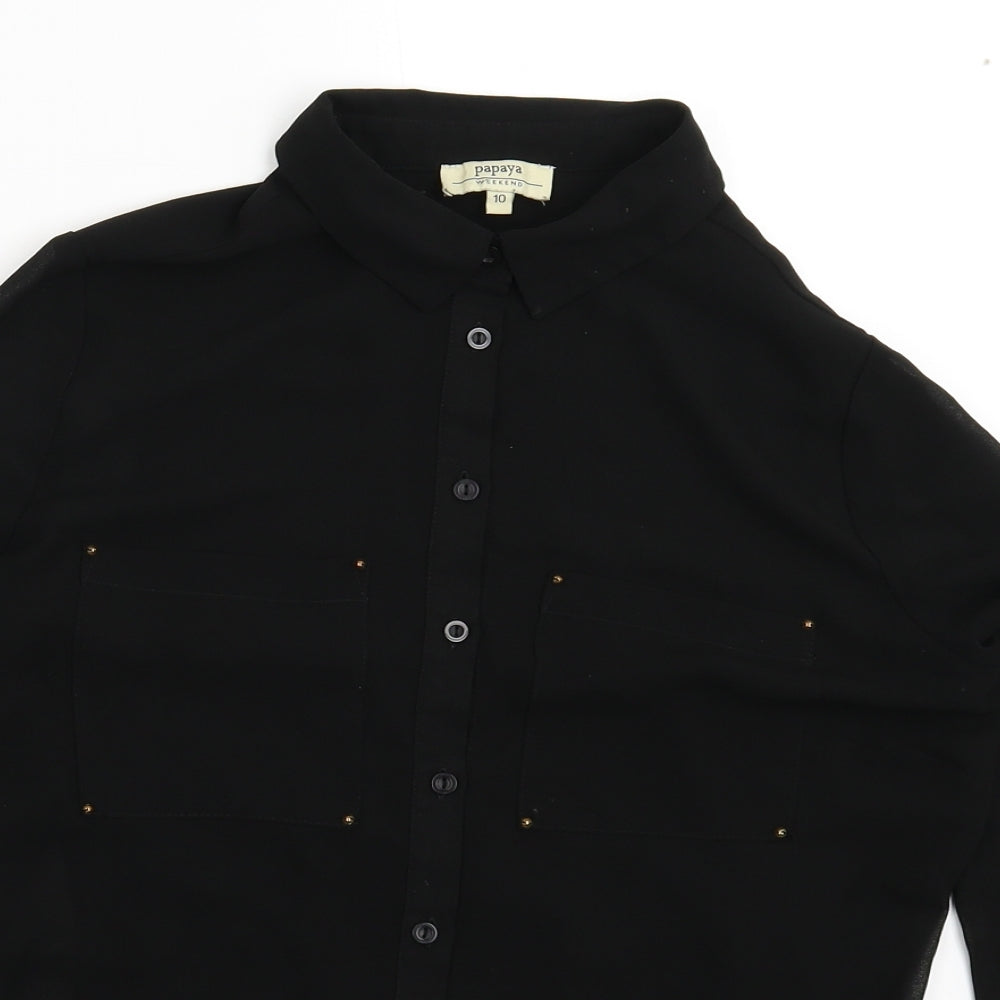 Papaya Womens Black   Basic Button-Up Size 10